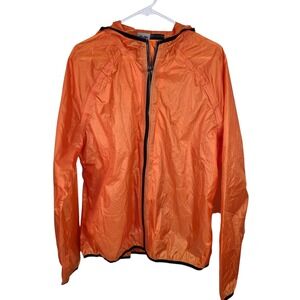 Harley Davidson Windbreaker Women XL Orange Good Hooded Reflective Zip Jacket